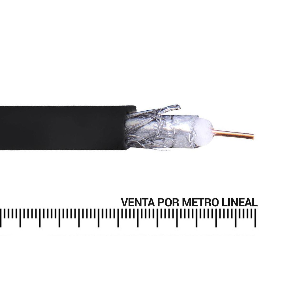 HALUX - Cable Coaxial RG 6 Negro Metro Lineal