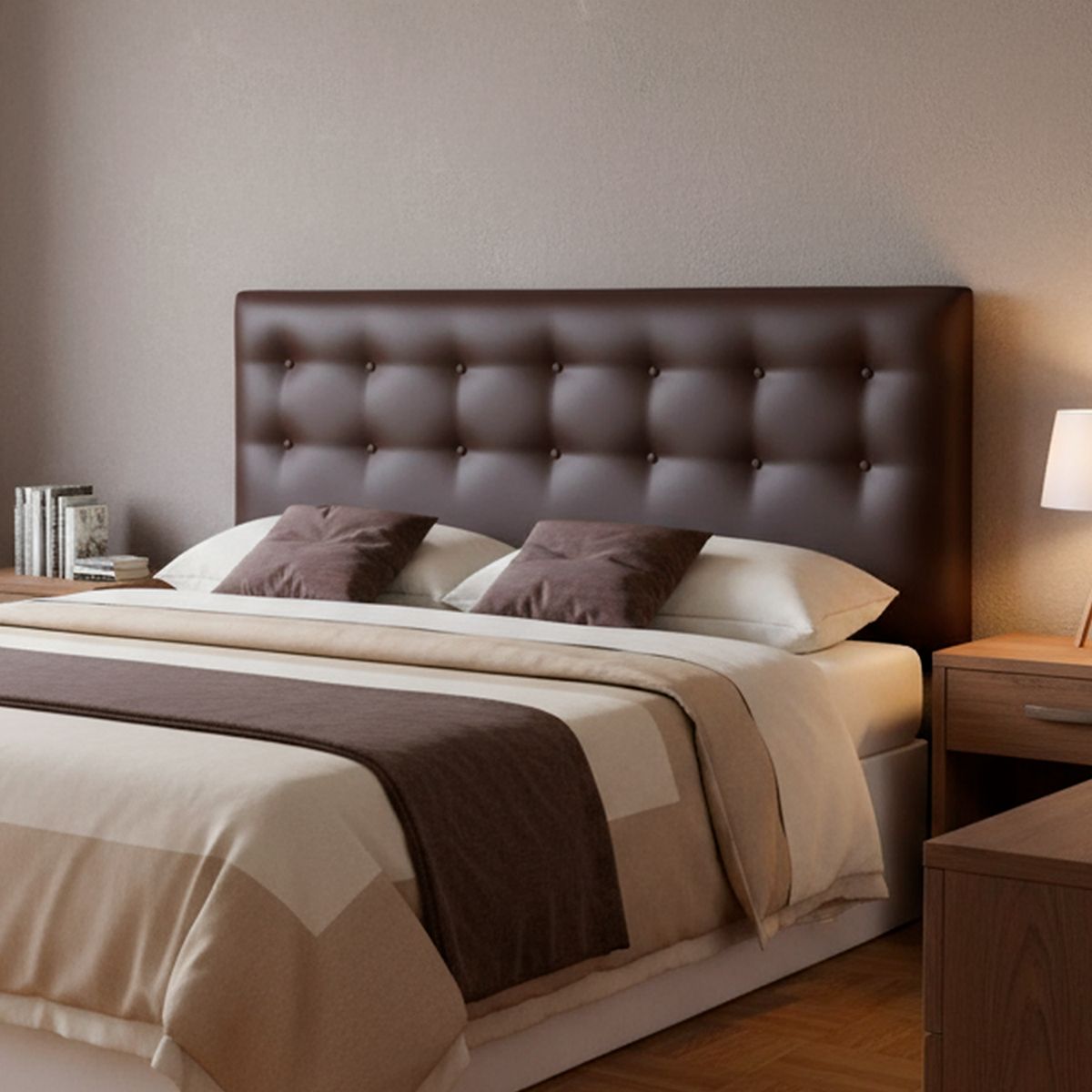 BODEVIR - Respaldo botone PU 1,5 plazas chocolate