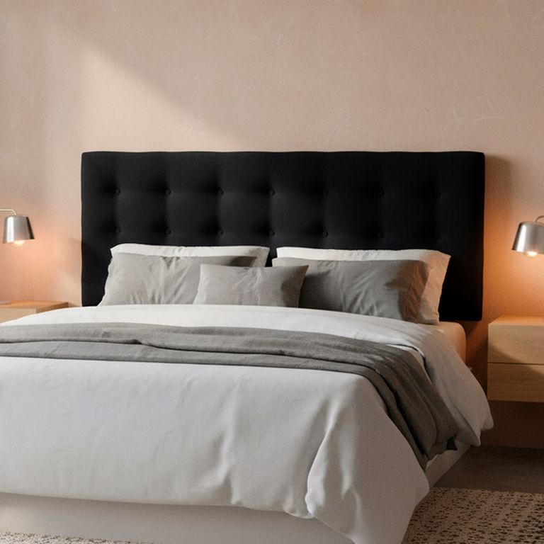 Respaldo botone felpa 1,5 plazas negro