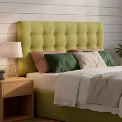 BODEVIR - Respaldo botone felpa 1,5 plazas verde pistacho