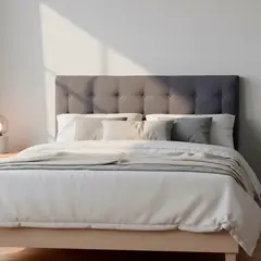 BODEVIR - Respaldo botone felpa 1,5 plazas gris