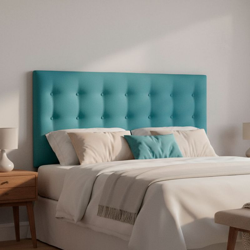 BODEVIR - Respaldo botone felpa 1,5 plazas turquesa