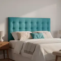 BODEVIR - Respaldo botone felpa 1,5 plazas turquesa