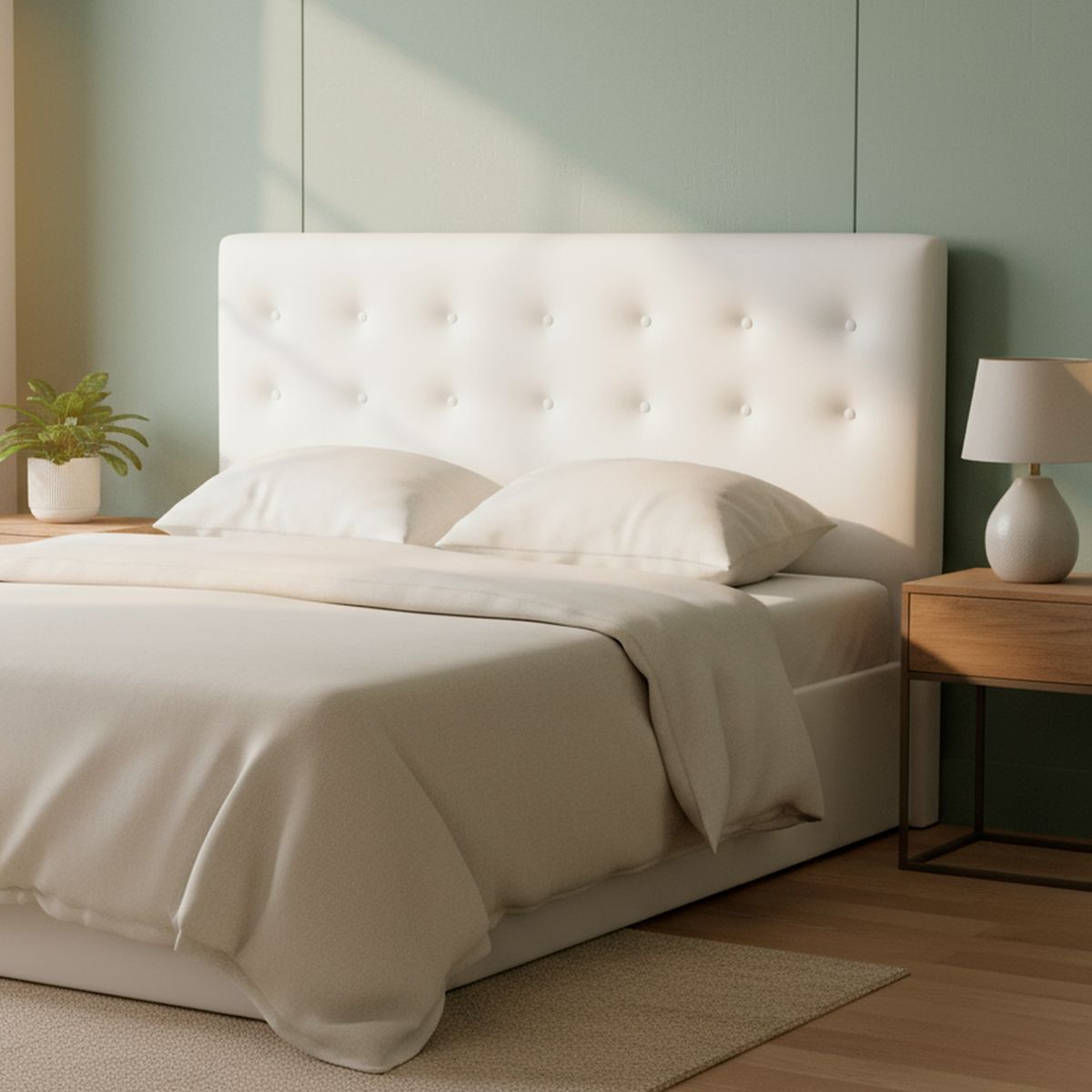 BODEVIR - Respaldo botone PU 1,5 plazas blanco