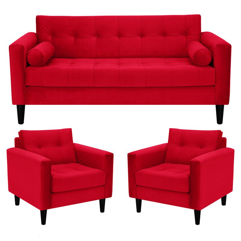 BODEVIR - Living 3 cuerpos Retro 75x80x65 cm Rojo