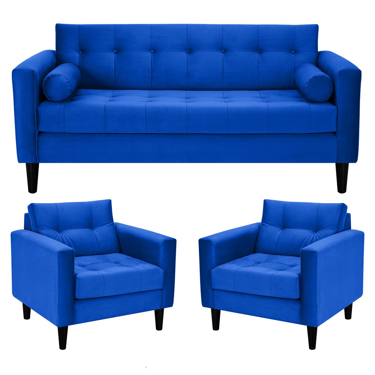 BODEVIR - Living 3 cuerpos Retro 75x80x70 cm Azul Rey