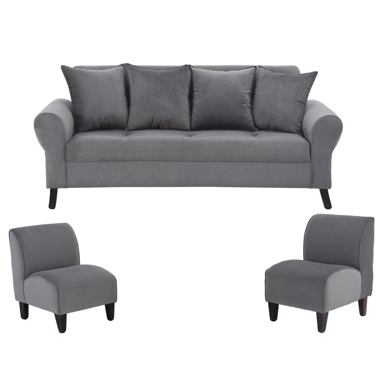 BODEVIR - Living 3 cuerpos Lua 75x80x70 cm Gris
