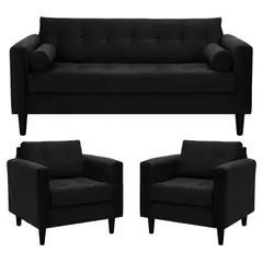 BODEVIR - Living 3 cuerpos Retro 75x80x70 cm Negro