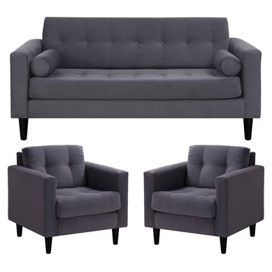 Juego living retro 3c 1c felpa gris