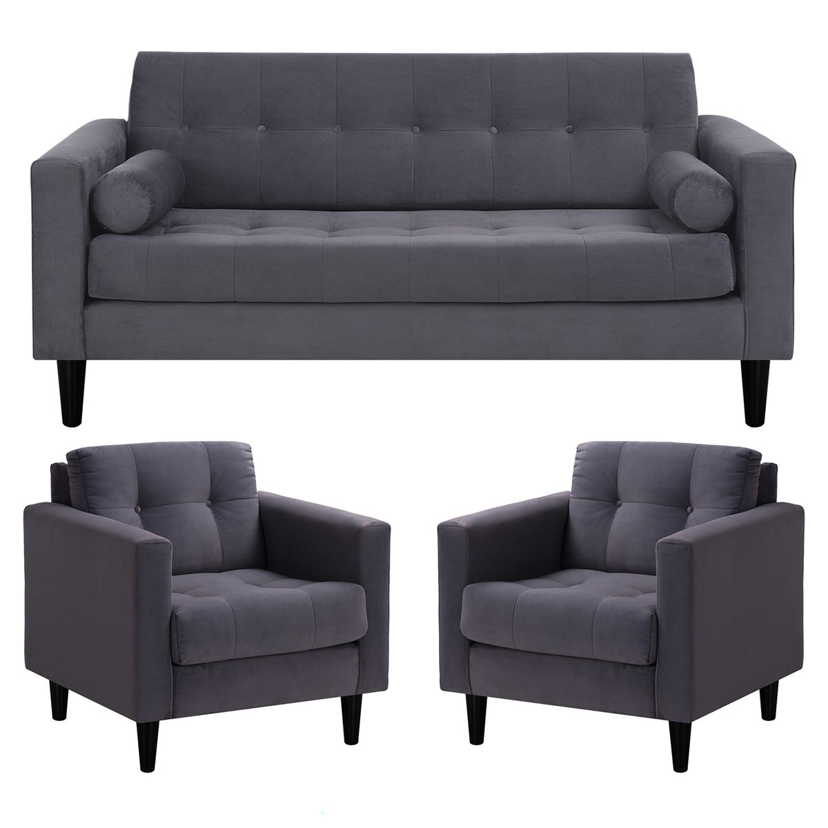 BODEVIR - Living 3 cuerpos Retro 75x80x70 cm Gris