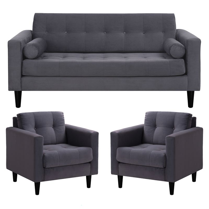 BODEVIR - Living 3 cuerpos Retro 75x80x70 cm Gris