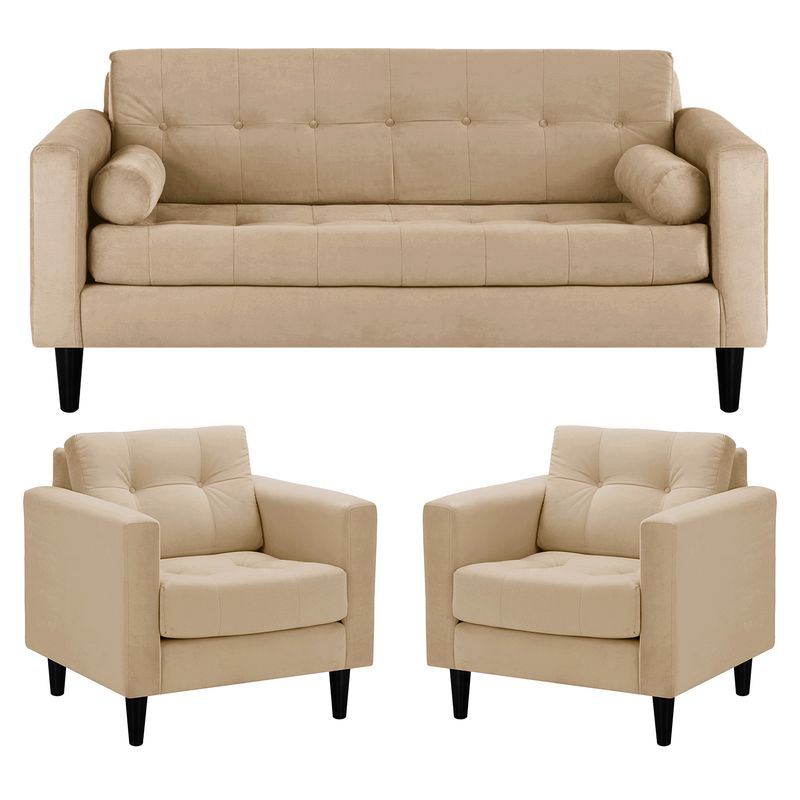 BODEVIR - Living 3 cuerpos Retro 75x80x65 cm Beige