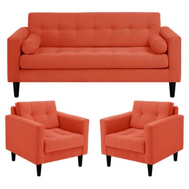 Juego living retro 3c 1c felpa naranjo