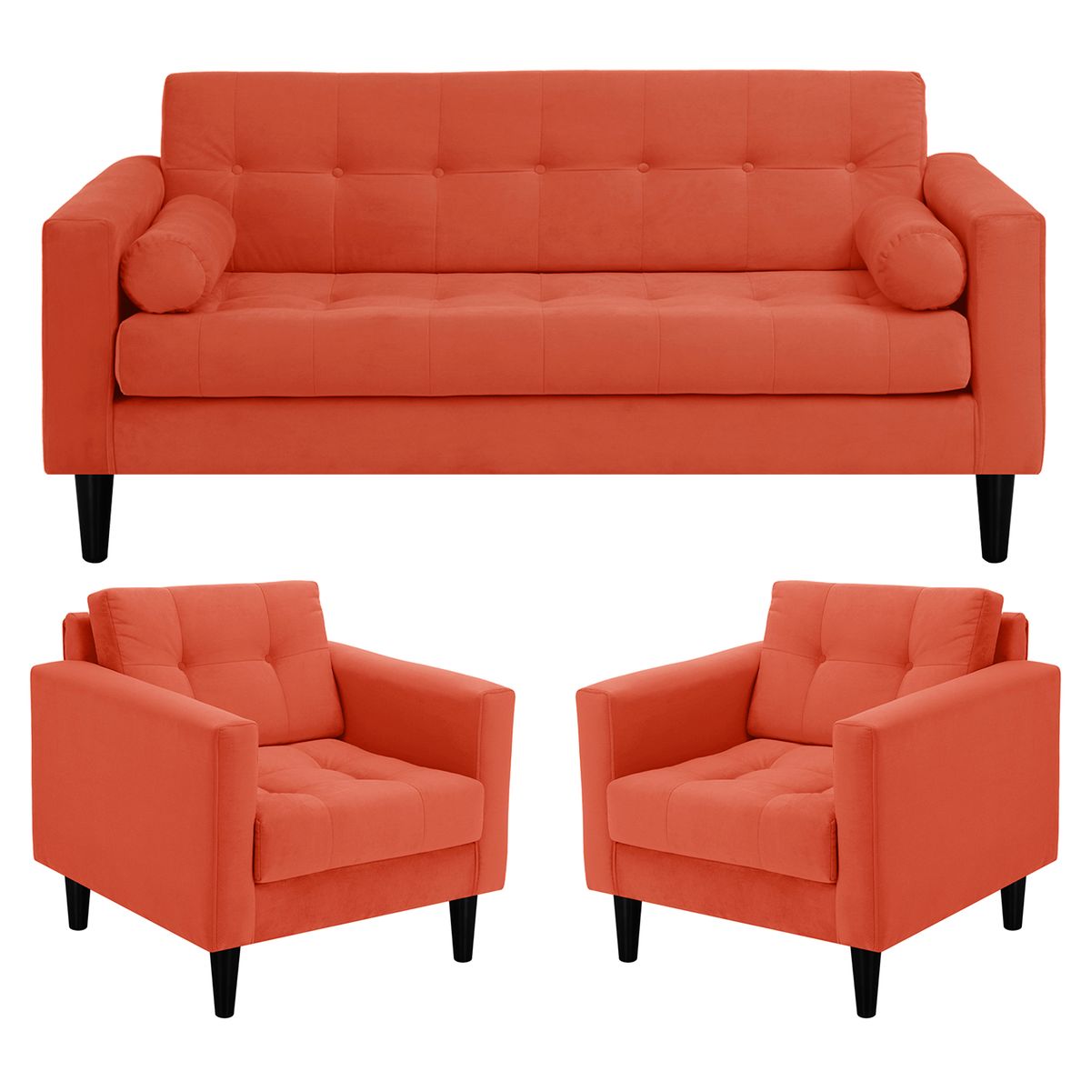 BODEVIR - Living 3 cuerpos Retro 75x80x70 cm Naranjo