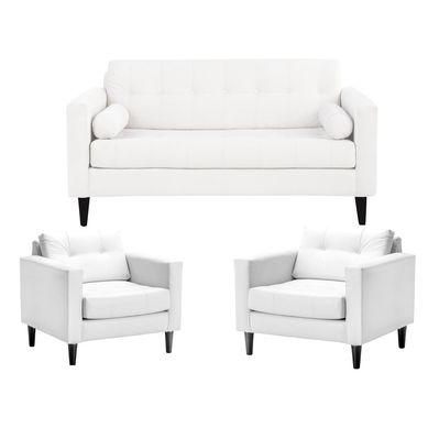Juego living retro 3c 1c pu blanco