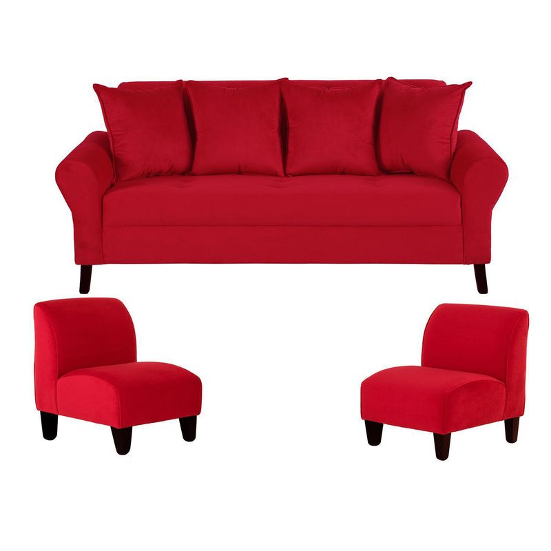 BODEVIR - Living 3 cuerpos Lua 75x80x70 cm Rojo