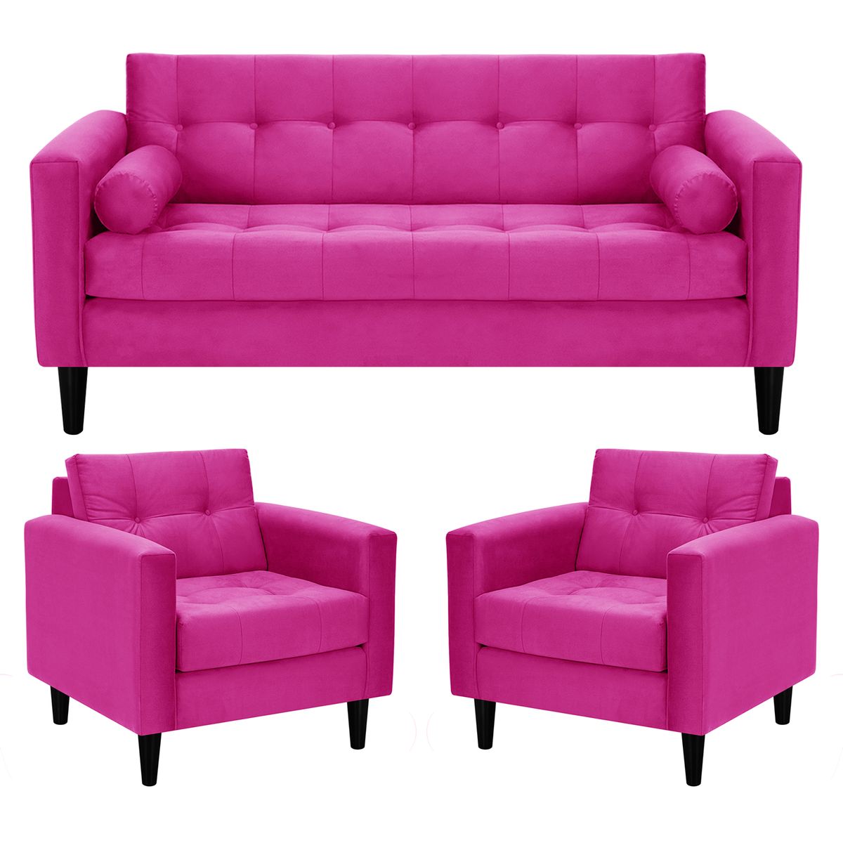BODEVIR - Living 3 cuerpos Retro 75x80x70 cm Fucsia