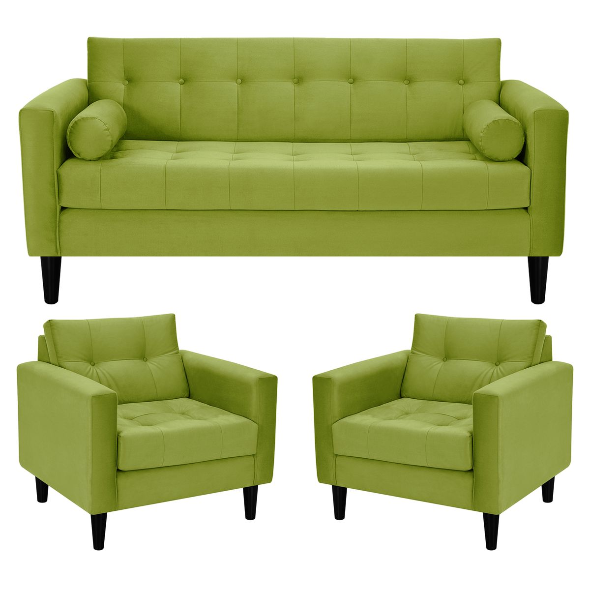 BODEVIR - Living 3 cuerpos Retro 75x80x70 cm Verde Pistacho