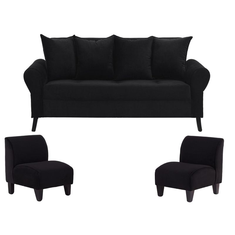 BODEVIR - Living 3 cuerpos Lua 75x80x70 cm Negro