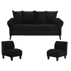 BODEVIR - Living 3 cuerpos Lua 75x80x70 cm Negro