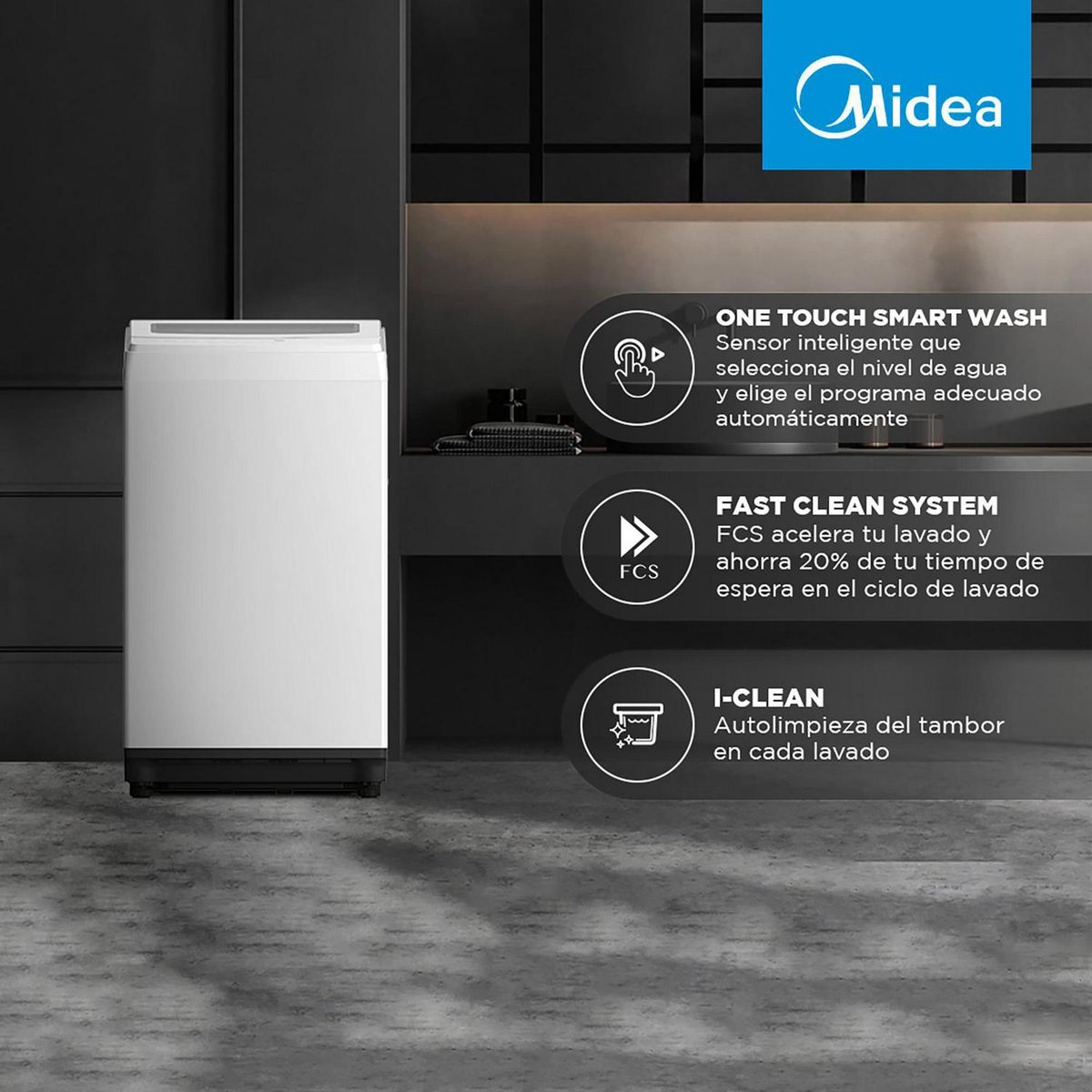 MIDEA - Lavadora Carga Superior 8 kg Blanco MLS-080BE04N