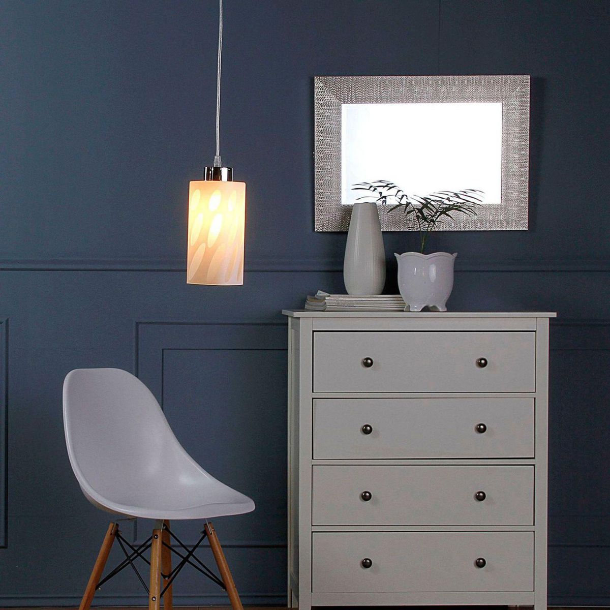 JUST HOME COLLECTION - Lámpara Colgante New Dallas Acero Blanco