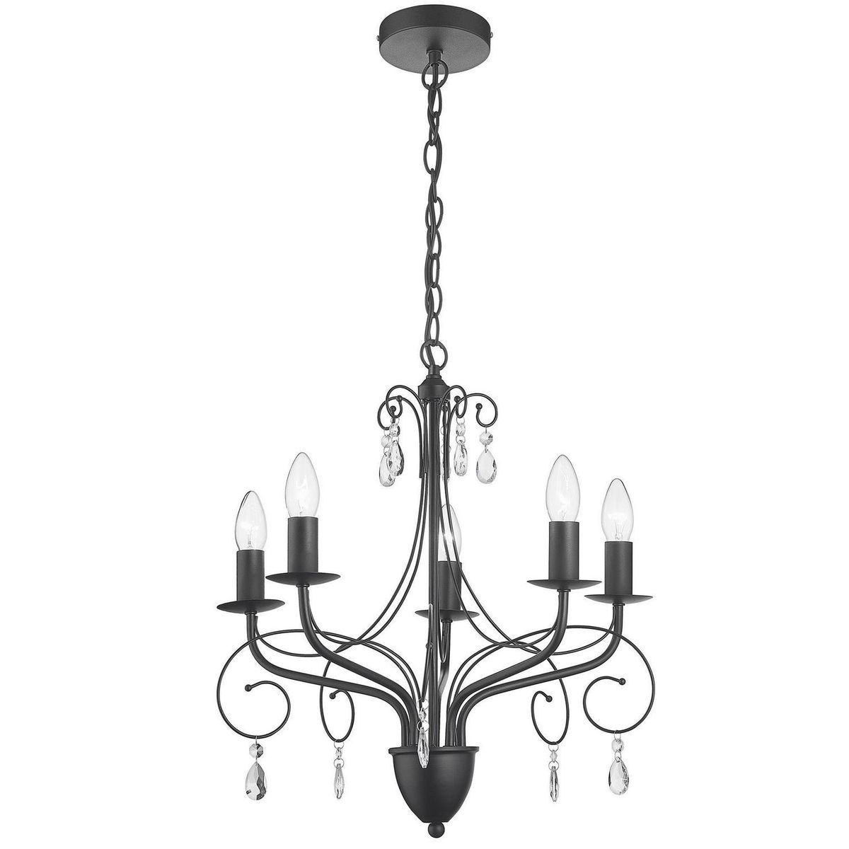 JUST HOME COLLECTION - Lámpara Colgante Blacken 5 Luces Acero Negro