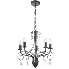 JUST HOME COLLECTION - Lámpara Colgante Blacken 5 Luces Acero Negro 50 cm