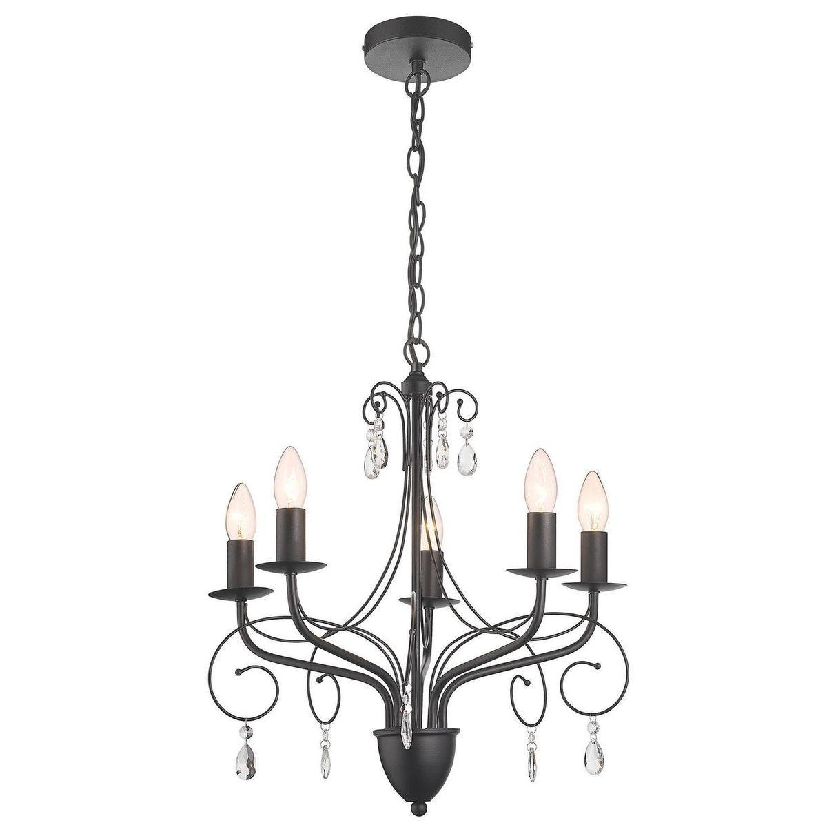 JUST HOME COLLECTION - Lámpara Colgante Blacken 5 Luces Acero Negro