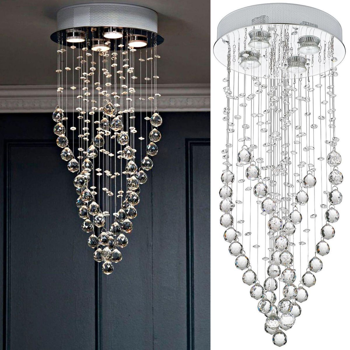 JUST HOME COLLECTION - Lámpara Colgante Lluvia Cristal Acero