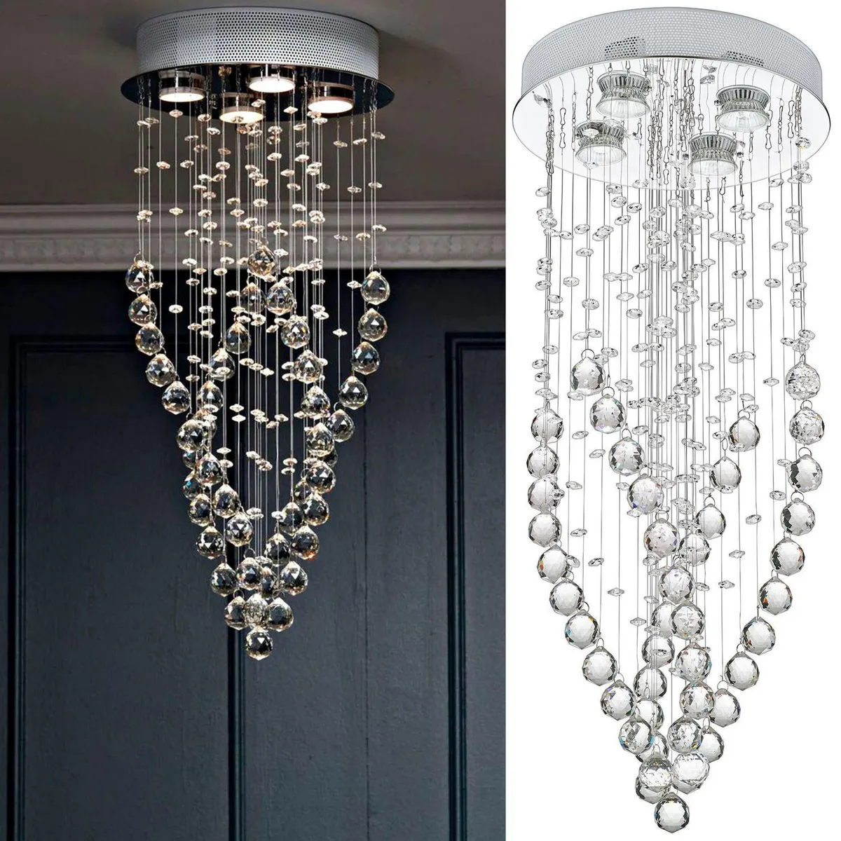 JUST HOME COLLECTION - Lámpara Colgante Lluvia Cristal Acero