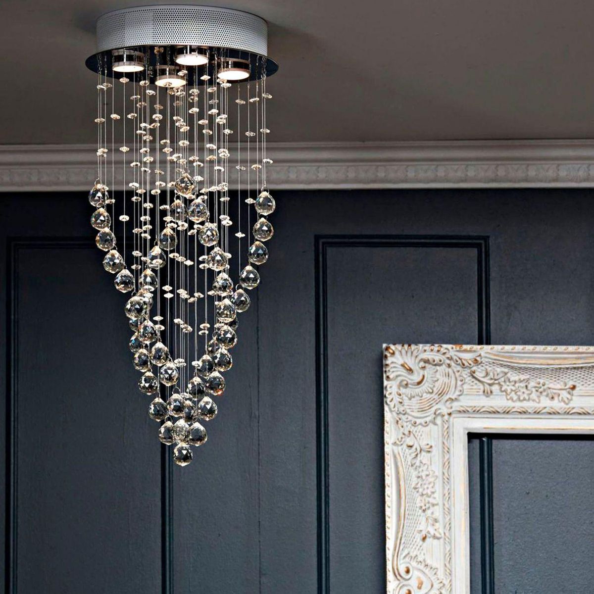 JUST HOME COLLECTION - Lámpara Colgante Lluvia Cristal Acero