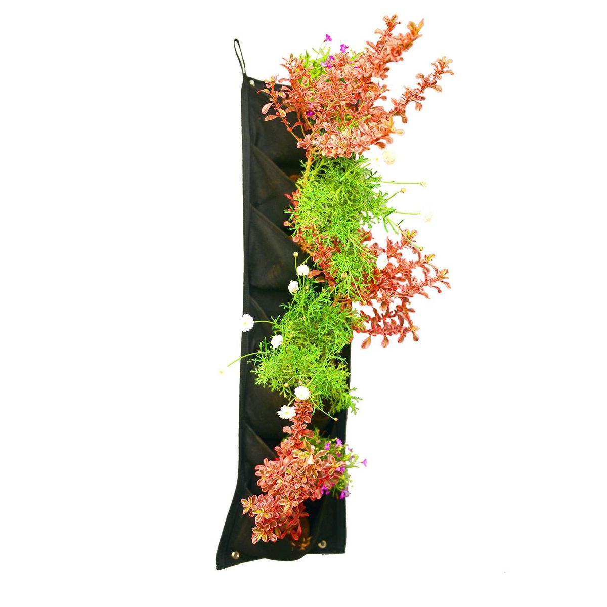 DECOGREEN - Jardinera Colgante 7 Bolsillos de Tela 30x2 cm Negro
