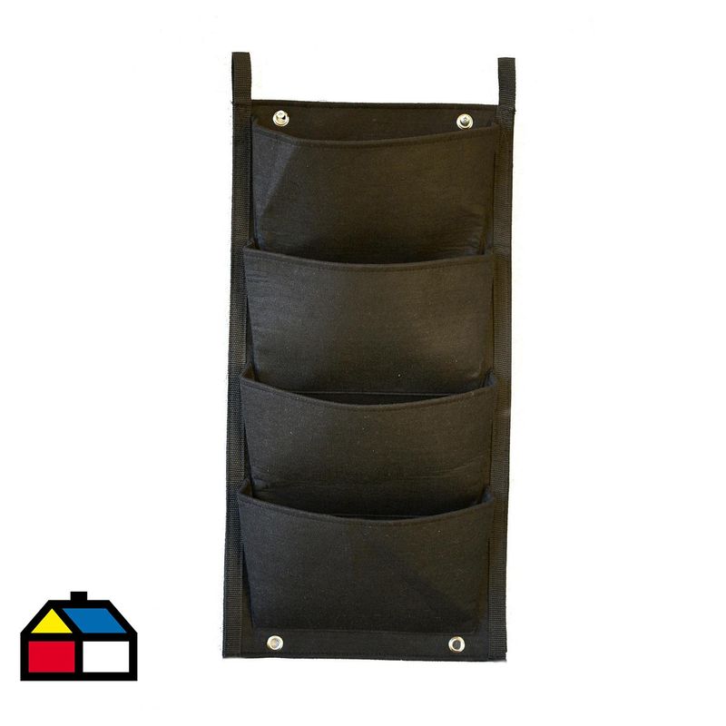 DECOGREEN - Jardinera Colgante 3 Bolsillos de Tela 30x2 Negro