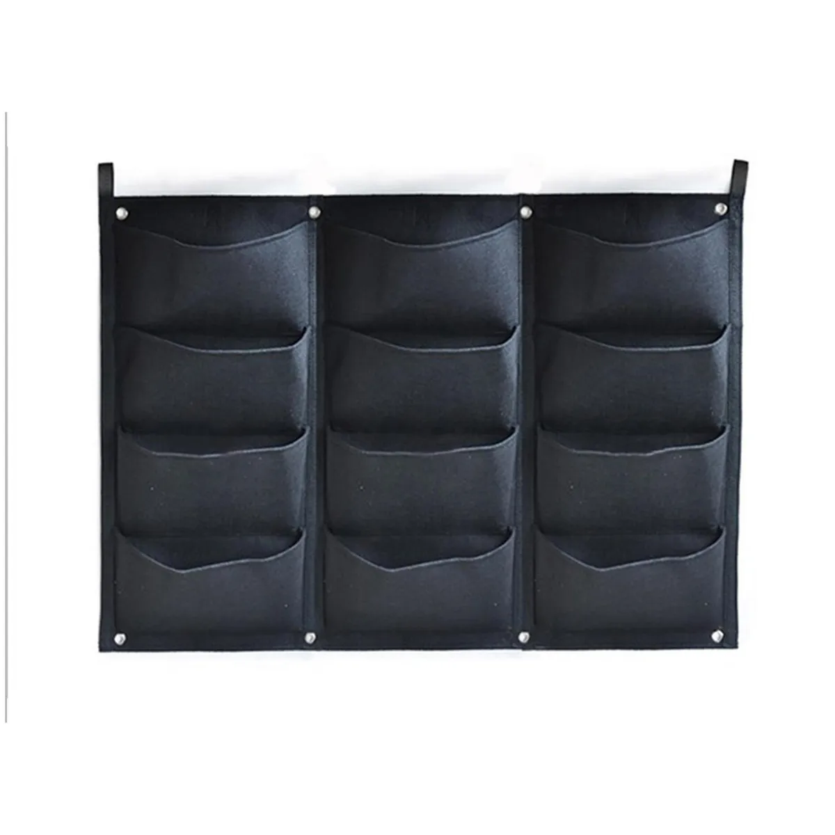 DECOGREEN - Jardinera Colgante 12 Bolsillos de Tela 60x2 cm Negro