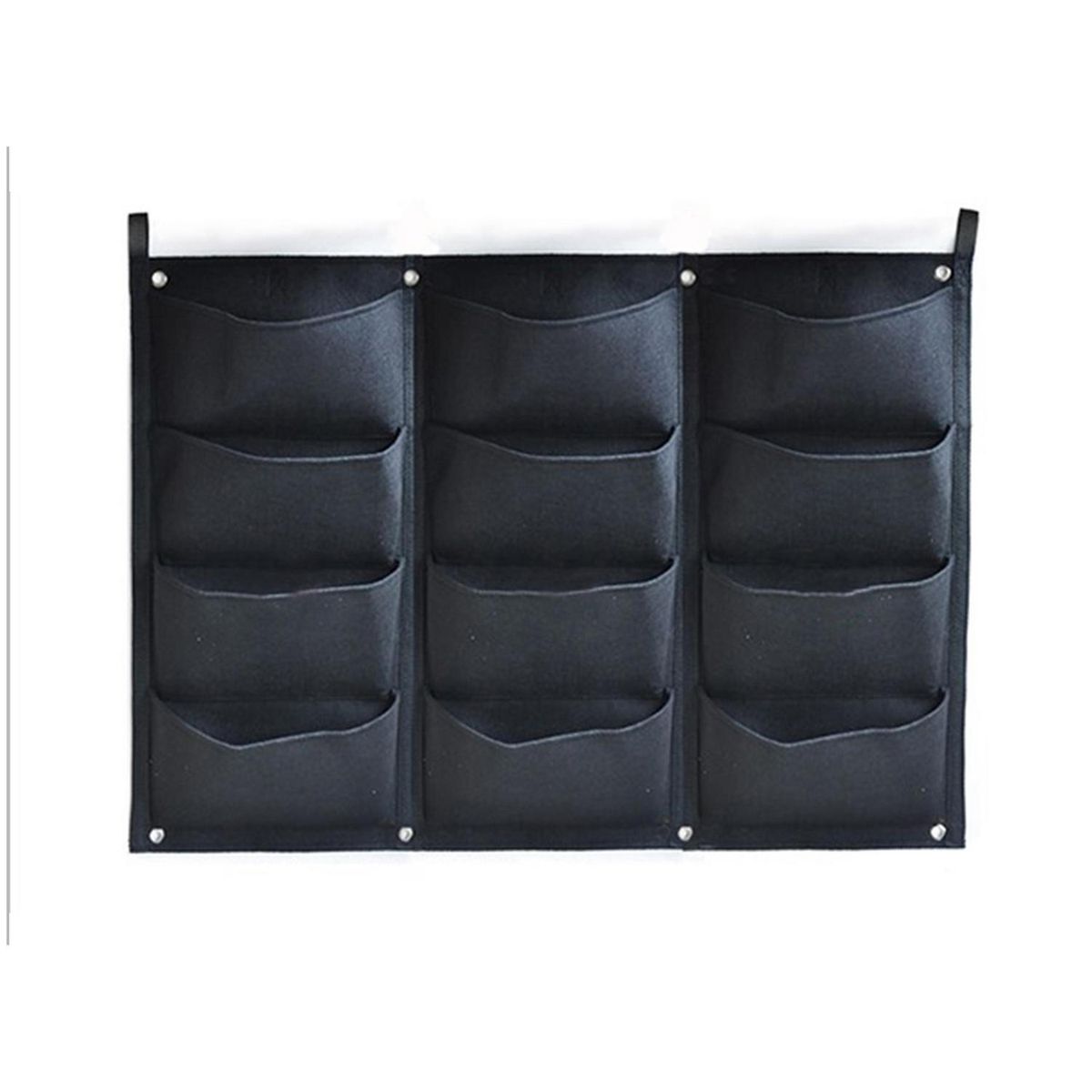 DECOGREEN - Jardinera Colgante 12 Bolsillos de Tela 60x2 cm Negro