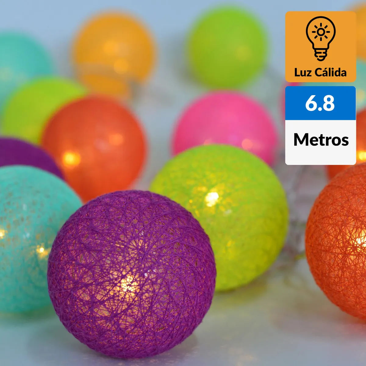 JUST HOME COLLECTION - Guirnalda Solar Bolas Multicolor 24 Luces