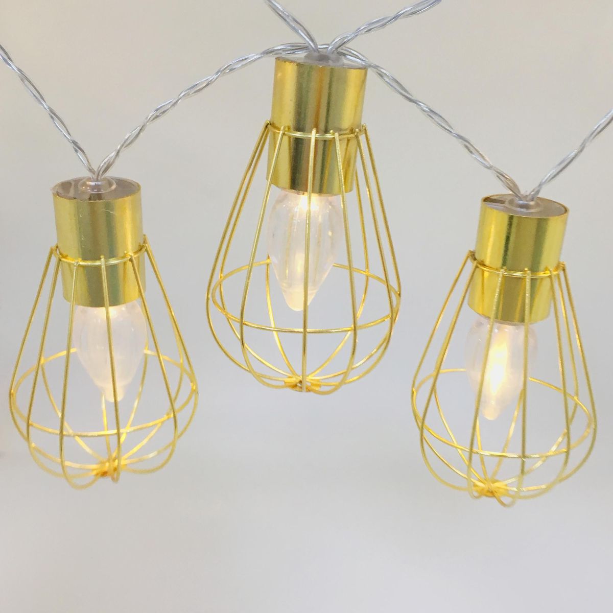 JUST HOME COLLECTION - Guirnalda solar jaulas dorada 10 luces