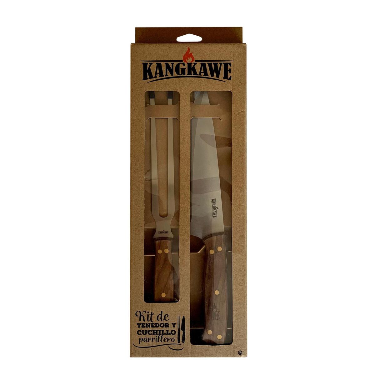 KANGKAWE - Kit Parrillero Tenedor Y Cuchillo Acero Inoxidable