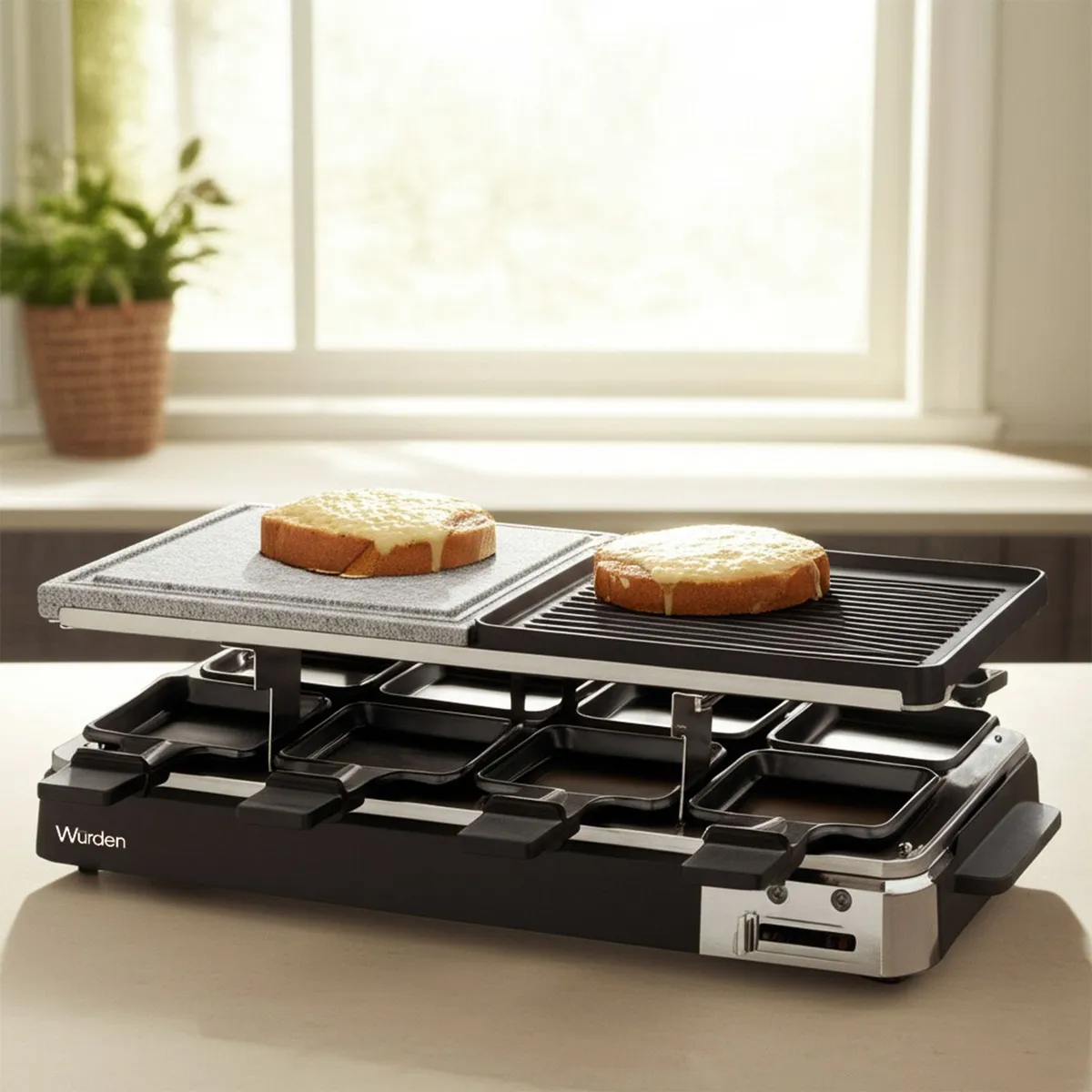 WURDEN - Raclette 8 Puestos Eléctrica 1400 W Negro WRA-RACLETT