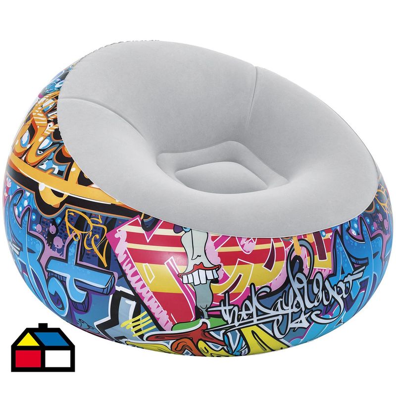 BESTWAY - Pouf Inflable Diseño Graffiti 112x66x112 cm