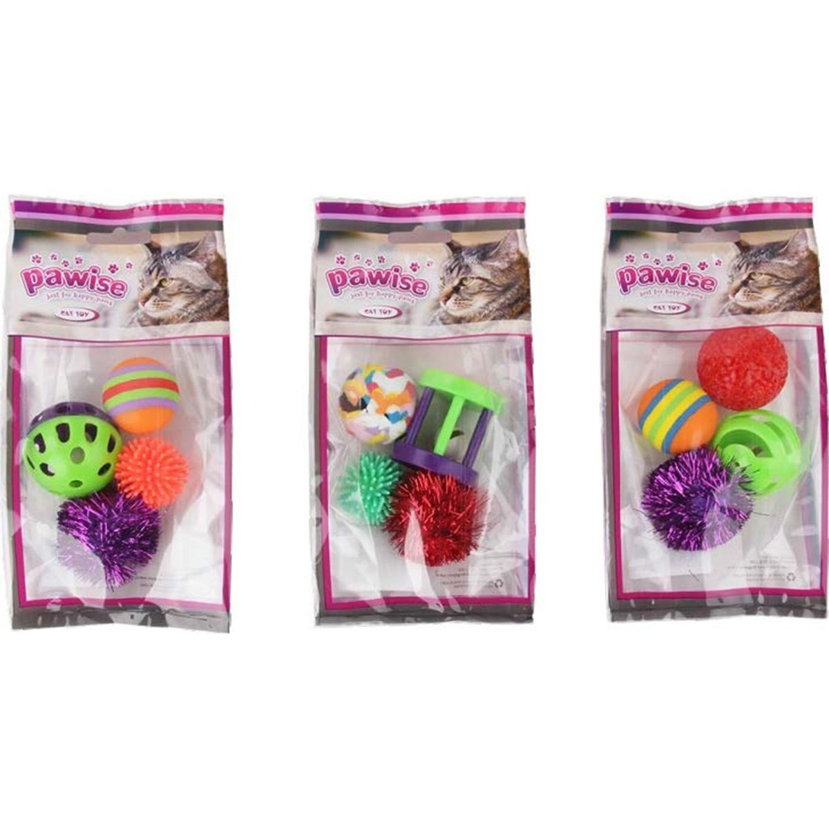 PAWISE - Set 4 juguetes gato pelotas