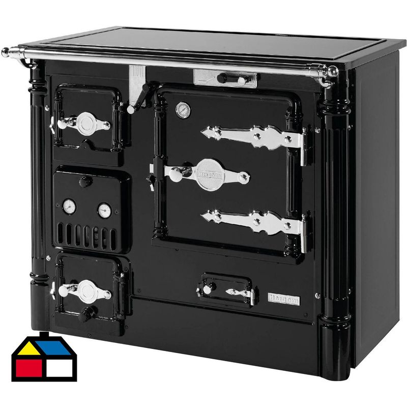 HERGOM - Cocina a Leña 4 Platos Negro L08 CCVD