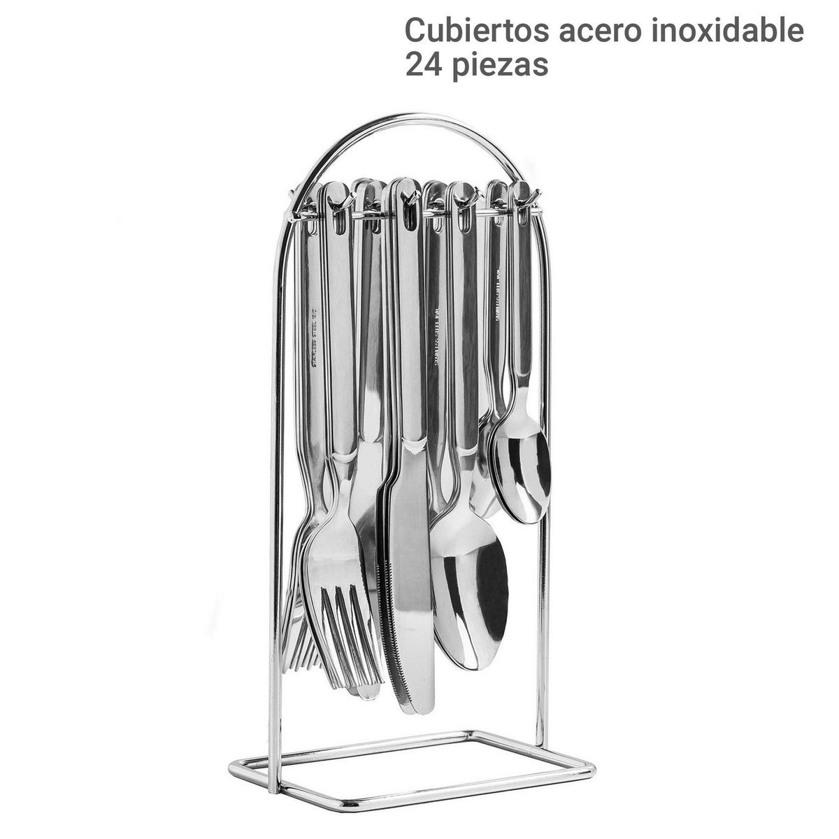 JUST HOME COLLECTION - Set 24 Cubiertos Acero Inoxidable con Soporte 6 personas