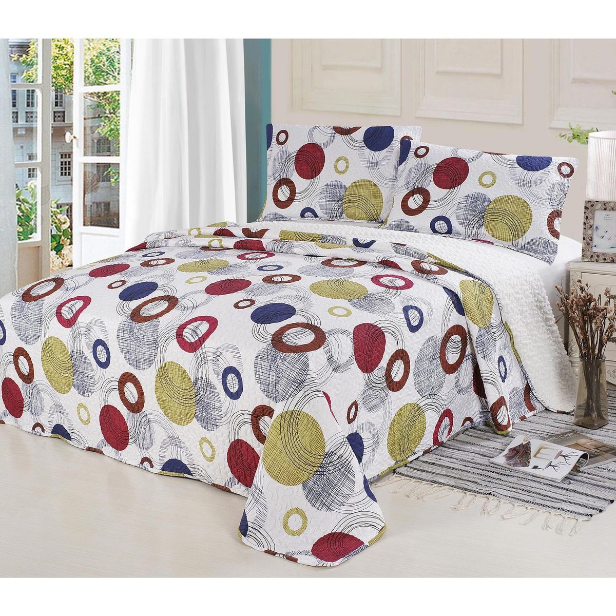 ILLUSIONS - Cubrecama Quilt 2 plazas Sherpa Multicolor