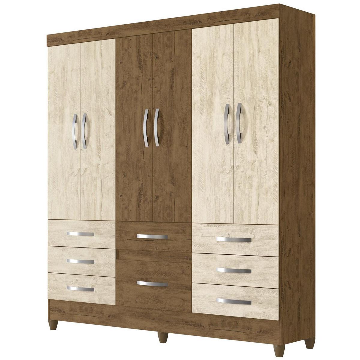 ROCH LTDA - Clóset 6 Puerta(s) 8 Cajón(es) 3 Repisa(s) 177x204x47 cm Castaño