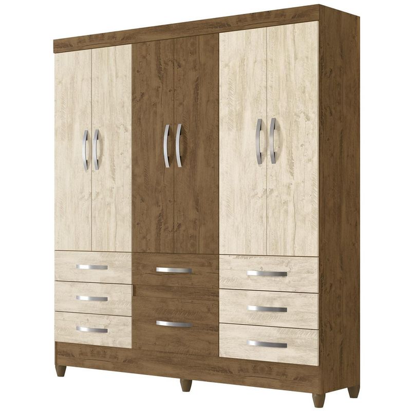 ROCH LTDA - Clóset 6 Puerta(s) 8 Cajone(s) 3 Repisa(s) 177x204x47 cm Castaño