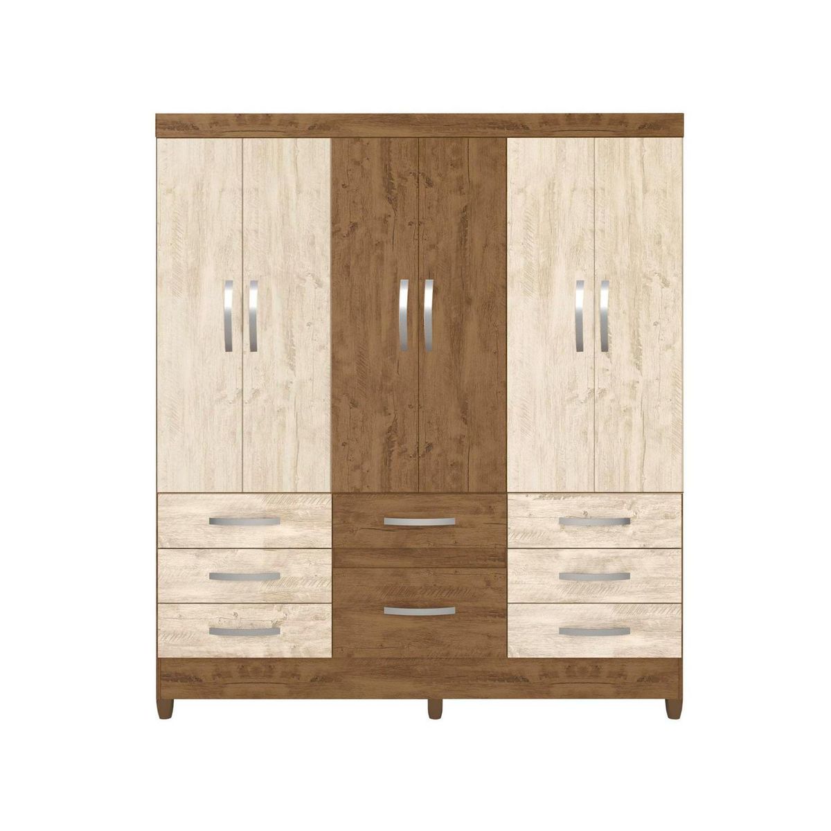 ROCH LTDA - Clóset 6 Puerta(s) 8 Cajón(es) 3 Repisa(s) 177x204x47 cm Castaño
