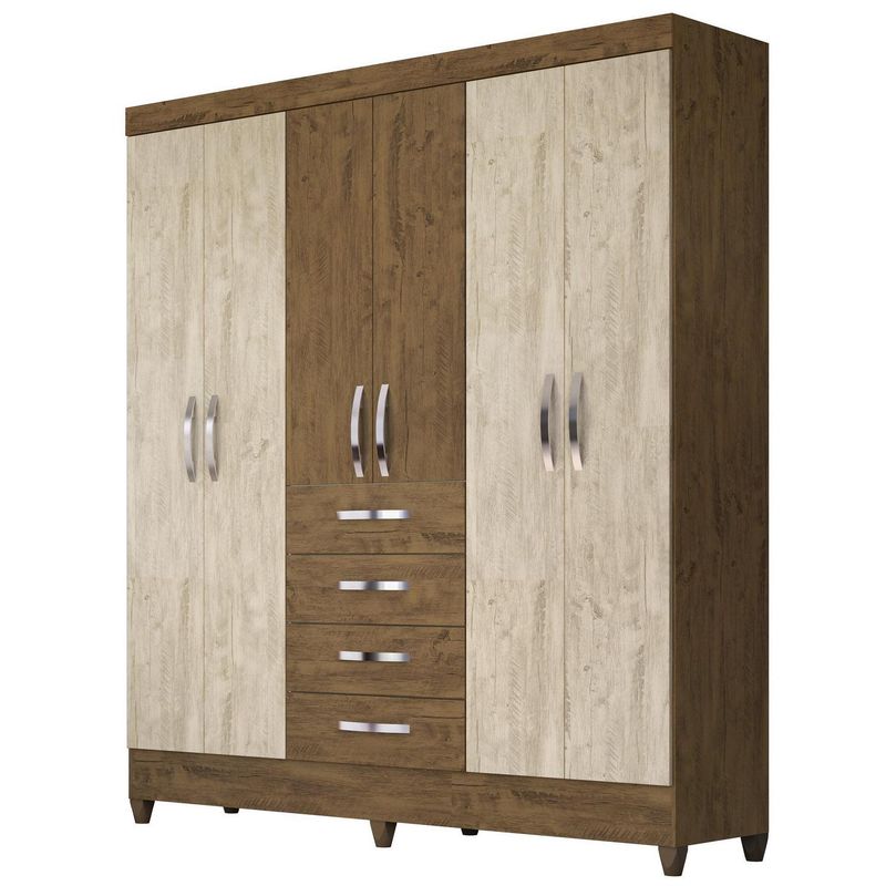 ROCH LTDA - Clóset 6 Puerta(s) 4 Cajone(s) 6 Repisa(s) 177x204x47 cm Castaño