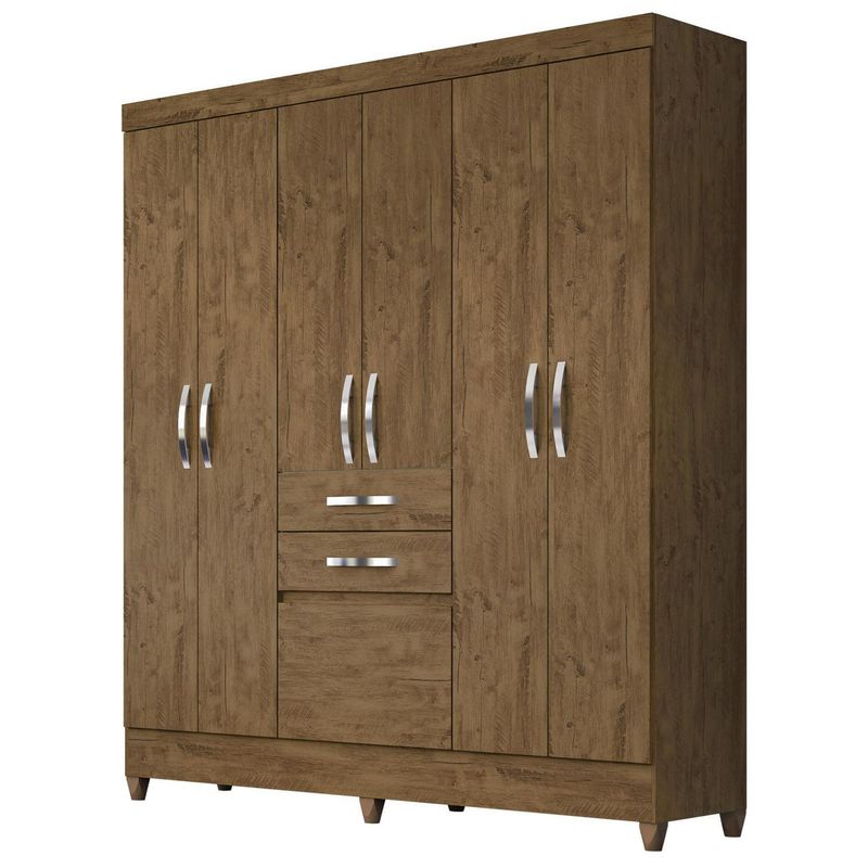 ROCH LTDA - Clóset 6 Puerta(s) 2 Cajone(s) 4 Repisa(s) 177x204x47 cm Castaño